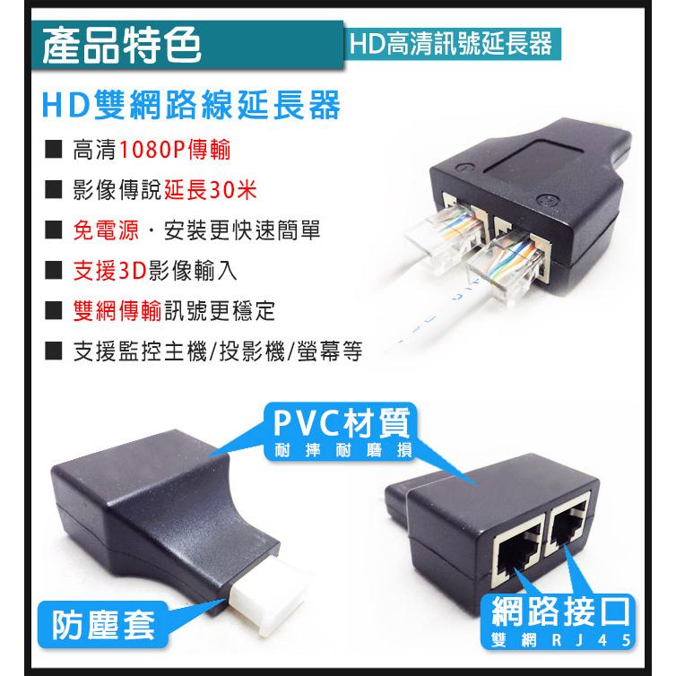11【無名】監視器 HD 延長器 放大器 RJ45轉HD 雙網線 30米 30公尺 30M 免電源 含稅-細節圖3