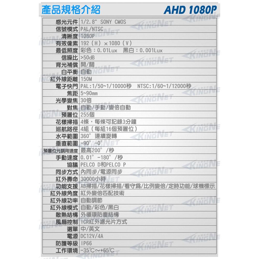 Q無名-監視器 監視器 AHD 1080P 高速球攝影機 SONY晶片 30倍光學變焦 快速球 5~90mm-細節圖8