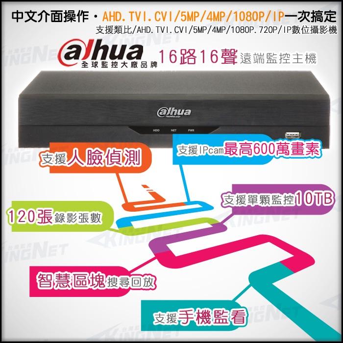 L【無名】監視器 大華 16路主機 16路 人臉偵測 監控 500萬 AHD 1080P 手機遠端 含稅 DH-細節圖4