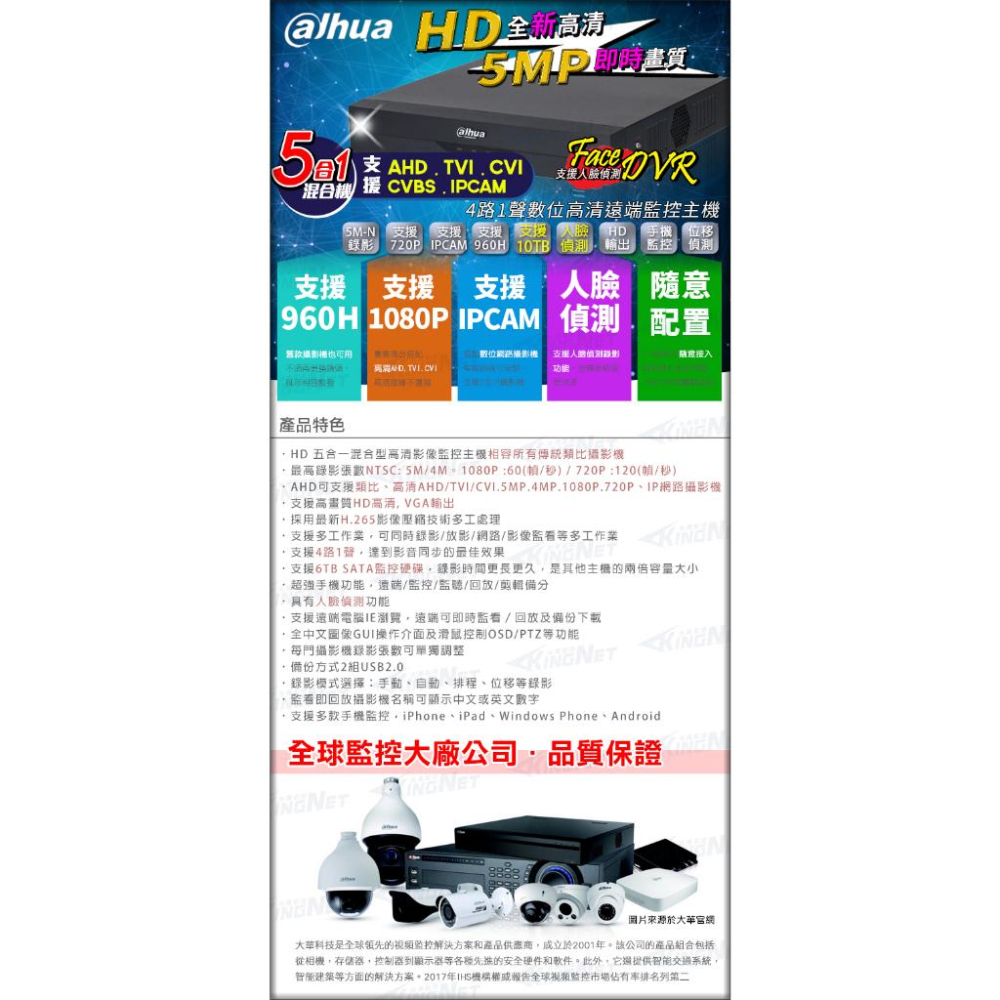 L【無名】監視器 大華 4路主機 4路 人臉偵測 數位監控 500萬 AHD 1080P 手機遠端 含稅 DH-細節圖7