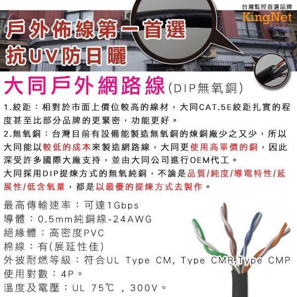 U【無名】大同 TATUNG CAT.5e UTP 高密度 305M 網路線 黑皮 8芯 戶外專用 抗UV-細節圖2