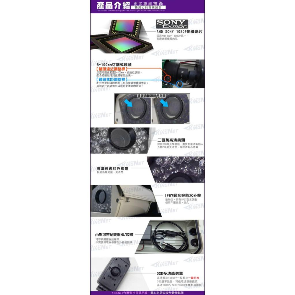 B【無名】車道機 監視器 SONY晶片 AHD 1080P 300萬 防護罩 攝影機 100mm 含稅-細節圖3