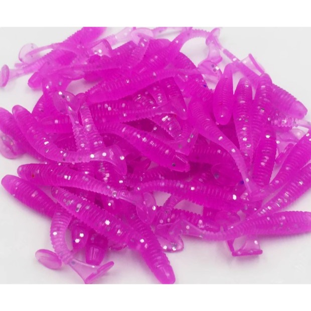 螺旋T尾軟蟲 雪白夜光 5CM 軟餌 通殺型-規格圖1