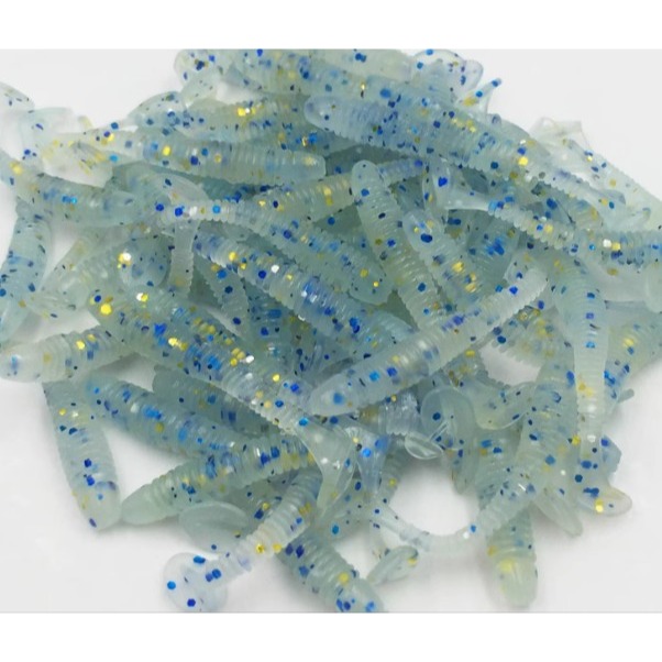 螺旋T尾軟蟲 雪白夜光 5CM 軟餌 通殺型-規格圖1