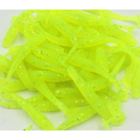 螺旋T尾軟蟲 雪白夜光 5CM 軟餌 通殺型-規格圖1