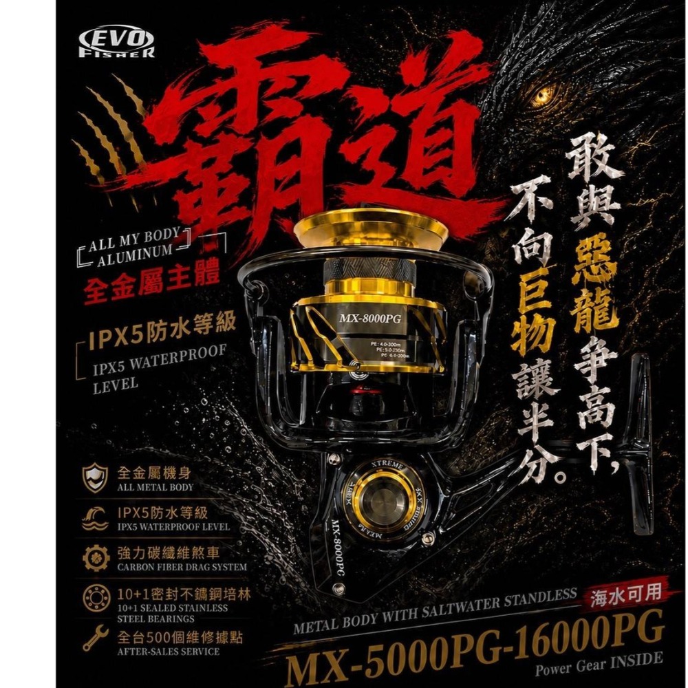 海力士 霸道 捲線器 龍膽捲線器 海釣場 大物-細節圖3