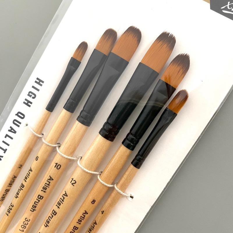 尼龍毛彩繪畫筆 6入組【河狸造物】水彩 壓克力 油畫 模型顏料 廣告顏料 粉彩 插畫 筆刷 美術創作 學生教學 兒童繪畫-細節圖3