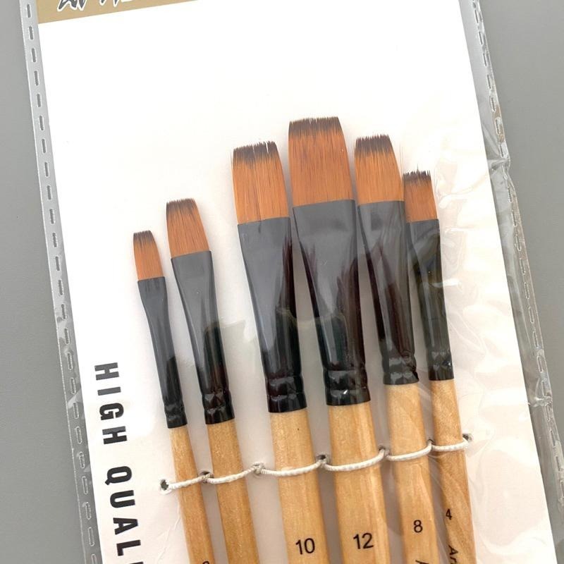 尼龍毛彩繪畫筆 6入組【河狸造物】水彩 壓克力 油畫 模型顏料 廣告顏料 粉彩 插畫 筆刷 美術創作 學生教學 兒童繪畫-細節圖5