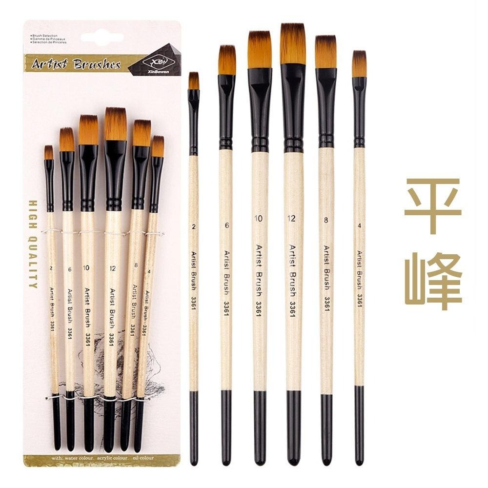 尼龍毛彩繪畫筆 6入組【河狸造物】水彩 壓克力 油畫 模型顏料 廣告顏料 粉彩 插畫 筆刷 美術創作 學生教學 兒童繪畫-細節圖6