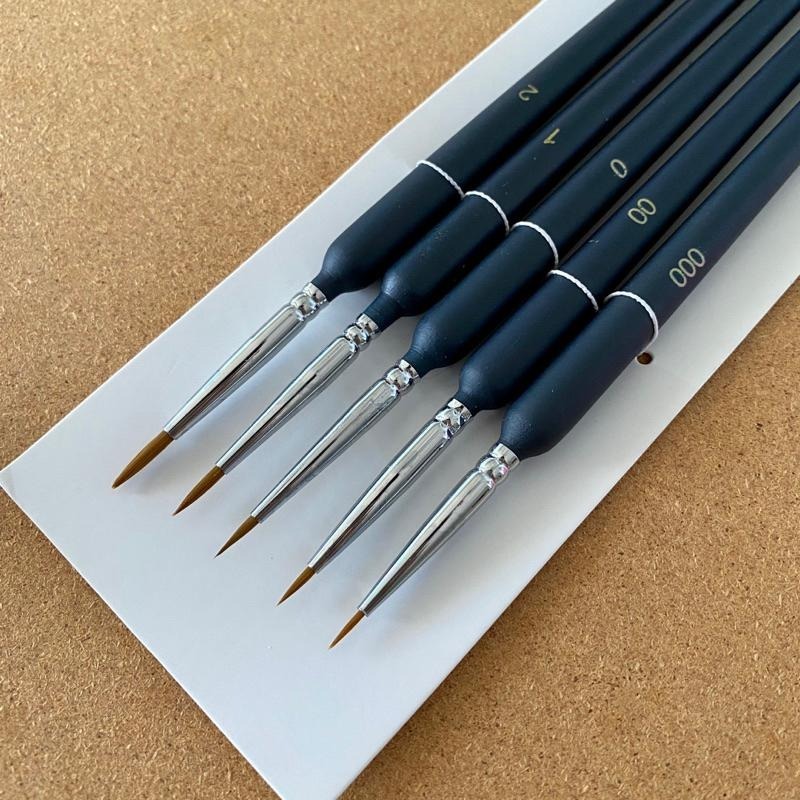 極細尼龍畫筆5入組【河狸造物】面相筆 圭筆 勾線筆 模型筆 水彩 壓克力 模型顏料 廣告顏料 粉彩 插畫  美術耗材-細節圖2