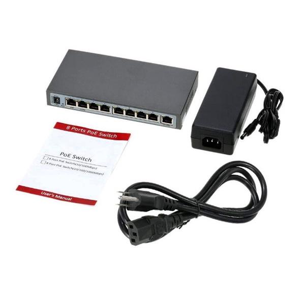 網路攝影機供電器 POE供電 8+1埠 百兆 交換器 IPC NVR 監視器 金屬鐵殼 120W POE電源供應器-細節圖3