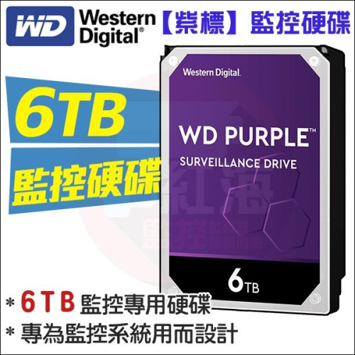 【紅海監控】WD 監控專用硬碟 監視器 WD紫標 6TB 6T 3.5吋SATA介面 DVR錄影主機 6000GB