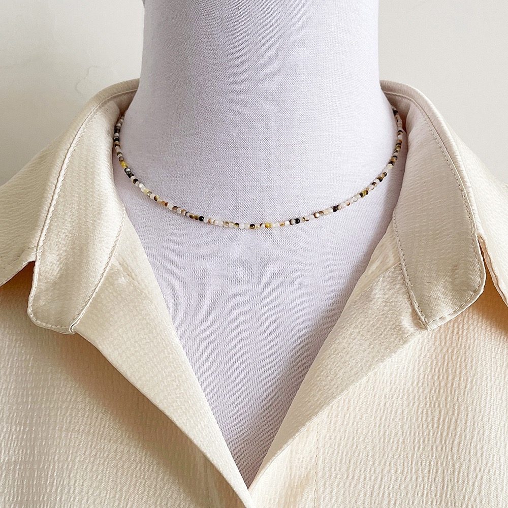 氣質優雅天然淡水貝殼 2mm 日常百搭高級手工鎖骨鏈-細節圖2