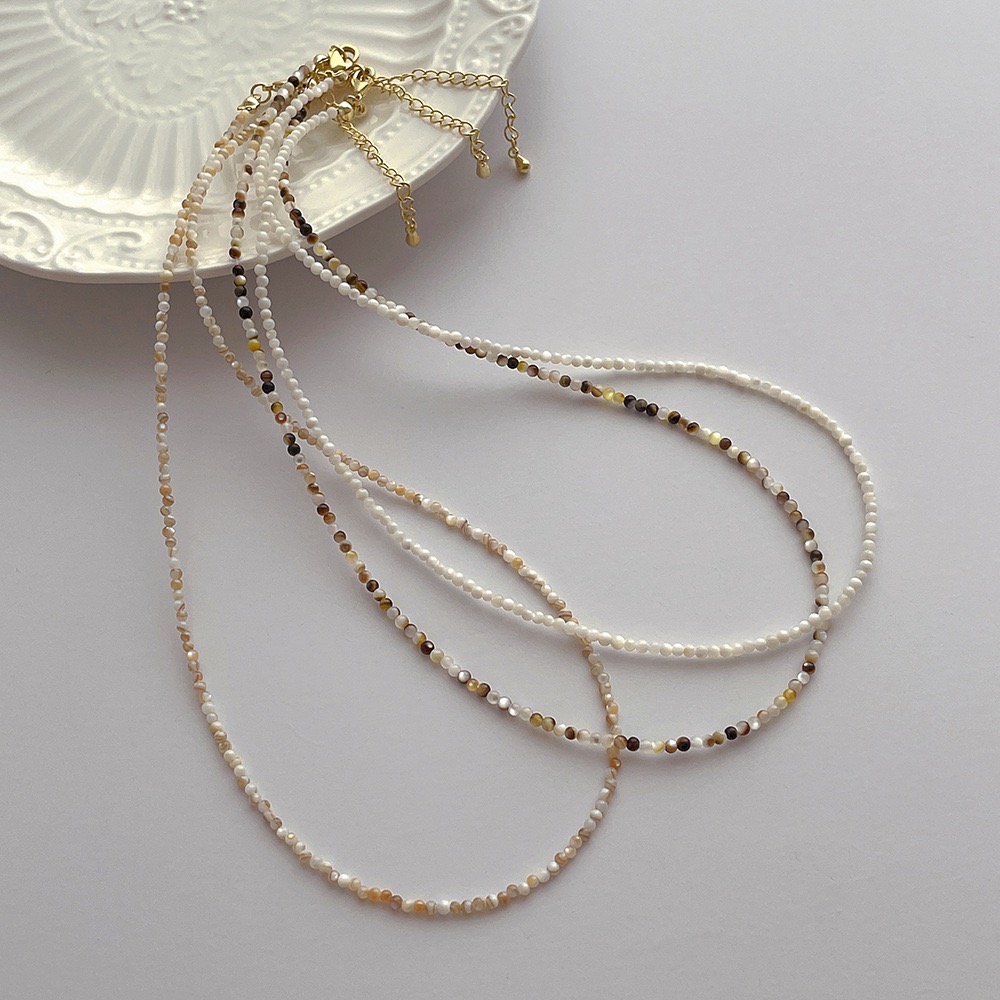 氣質優雅天然淡水貝殼 2mm 日常百搭高級手工鎖骨鏈-細節圖6