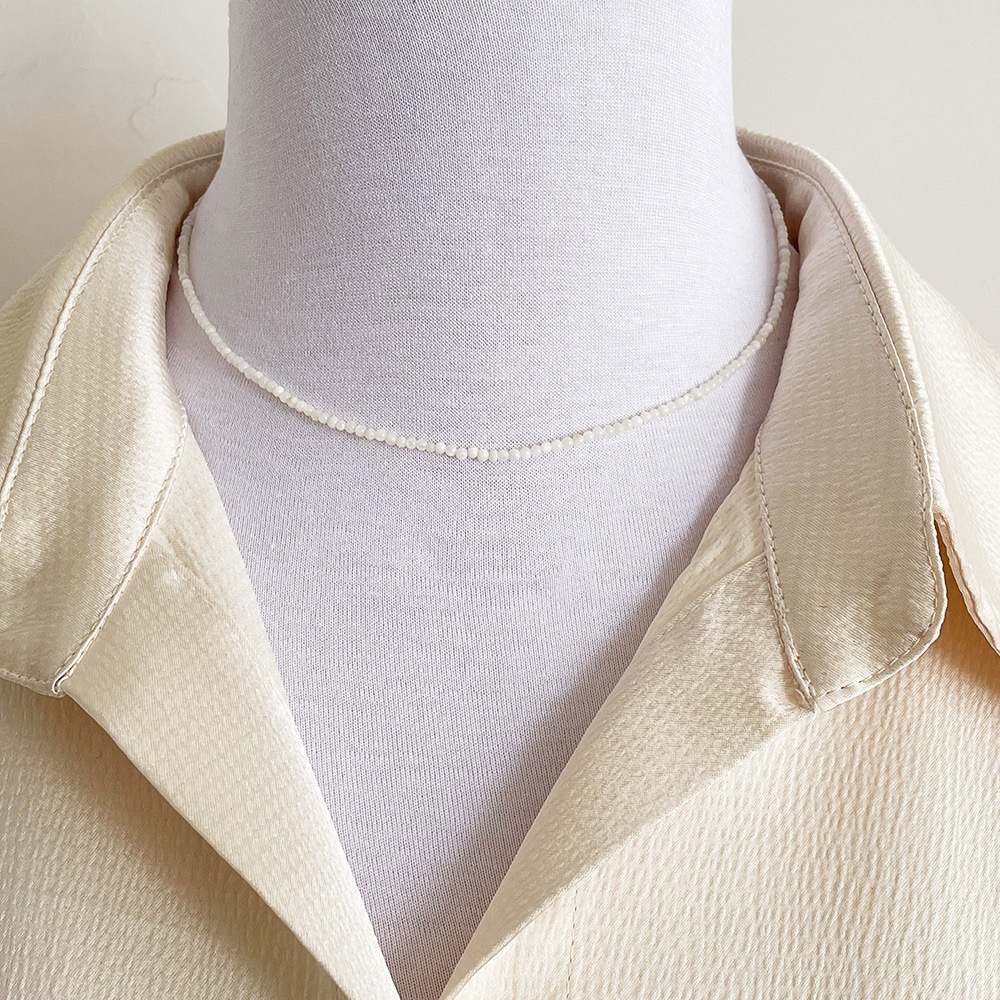 氣質優雅天然淡水貝殼 2mm 日常百搭高級手工鎖骨鏈-細節圖7