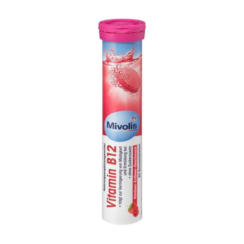DM 德國 Mivolis 維他命B12 莓果發泡錠-粉蓋 20錠 / DM (DM198) 可搭配40℃以下的溫水