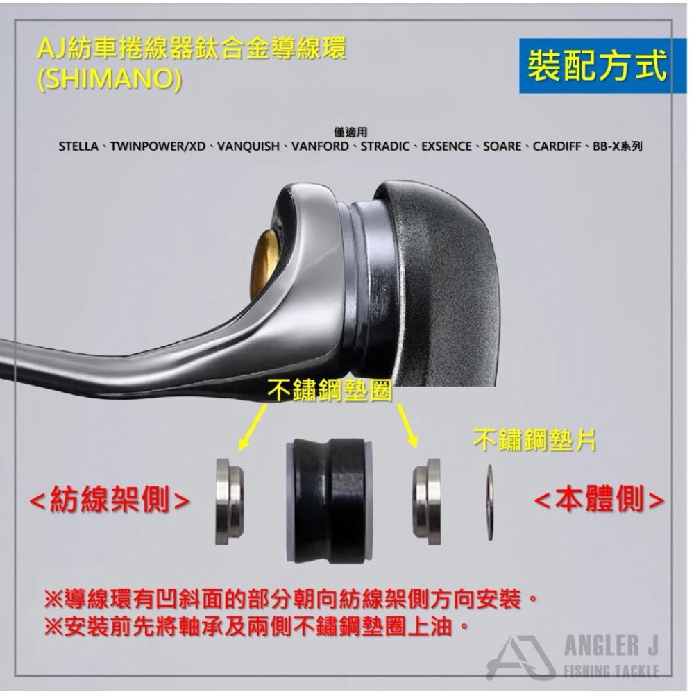 🎣🎣【 頭城東區釣具 】ANGLER J AJ紡車捲線器鈦合金導線環-細節圖3