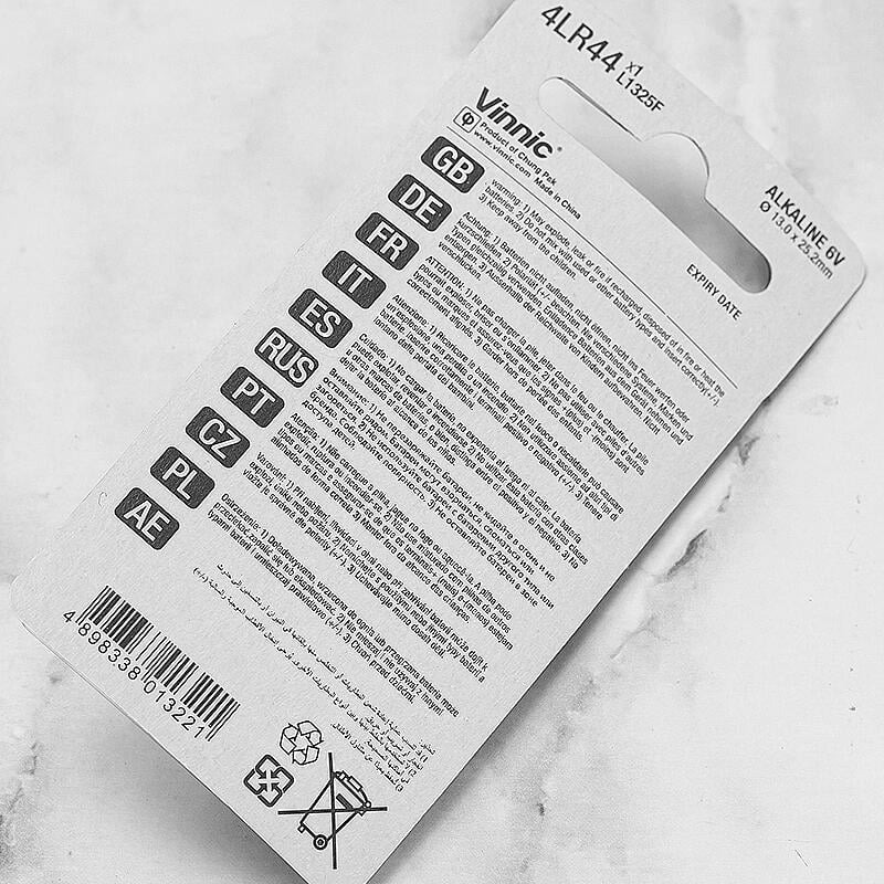 三重☆大人氣☆ Vinnic 4LR44 (L1325) 6V 鹼性 電池 A544 4AG13 (每顆60元)-細節圖2