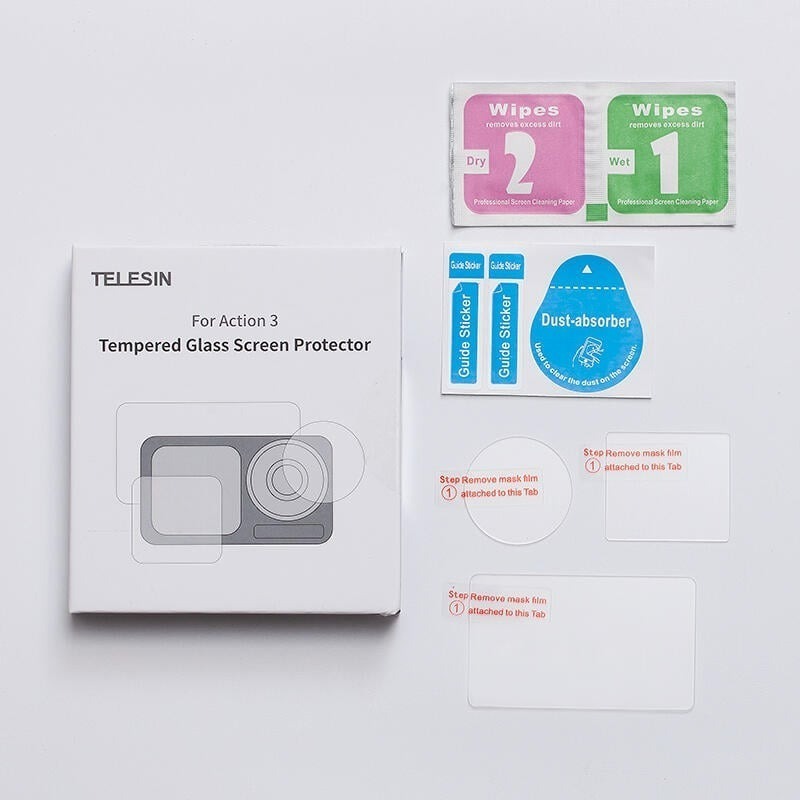 三重☆大人氣☆ Telesin DJI Action 3 前鏡頭 前螢幕 後螢幕 鋼化 玻璃 保護貼-細節圖2