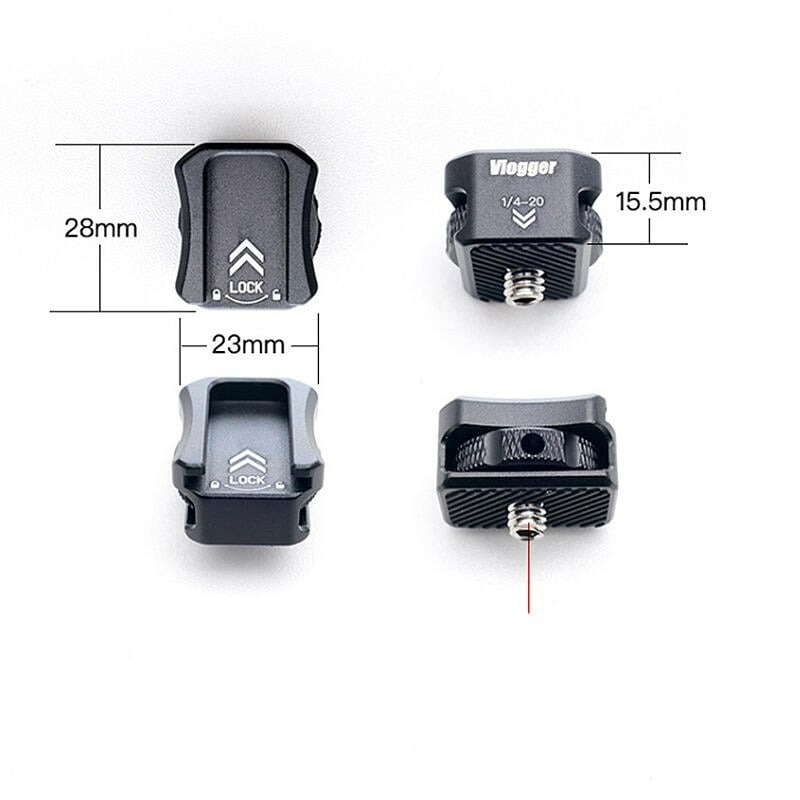 三重☆大人氣☆ Vlogger 鋁合金 物理鎖 冷靴座 1/4公 轉 冷靴-細節圖4