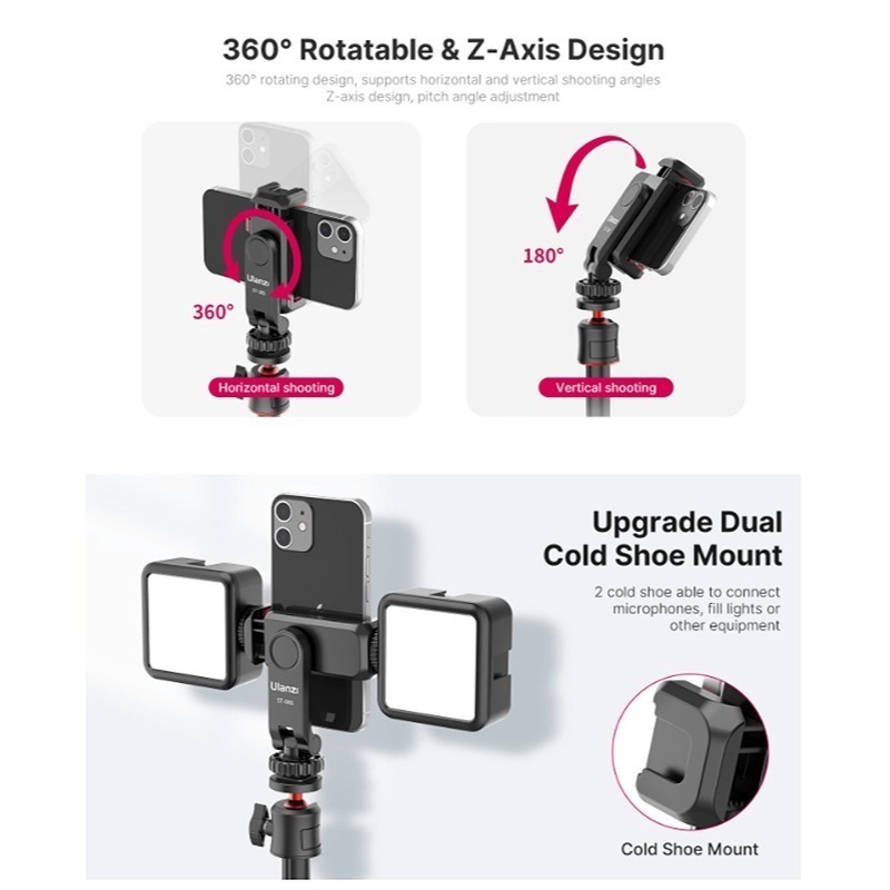 三重☆大人氣☆ Ulanzi ST-06S 手機夾 可調俯仰角 橫直幅 雙冷靴 快裝手機夾 ST-06 升級版-細節圖2