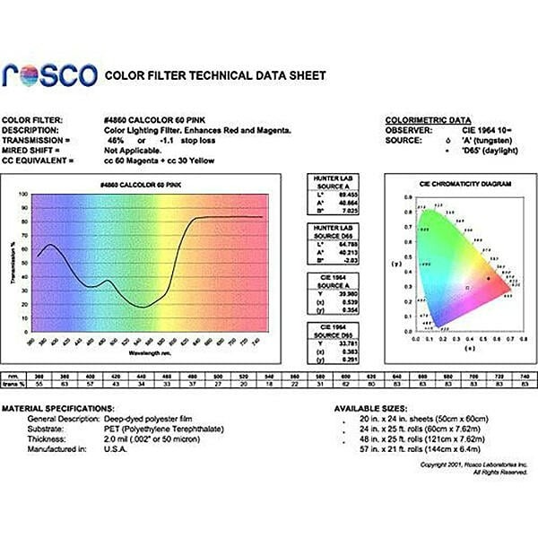 三重☆大人氣☆ ROSCO #4860 Pink 桃粉色 閃燈 LED燈 濾色片 色溫片 42x60cm-細節圖3