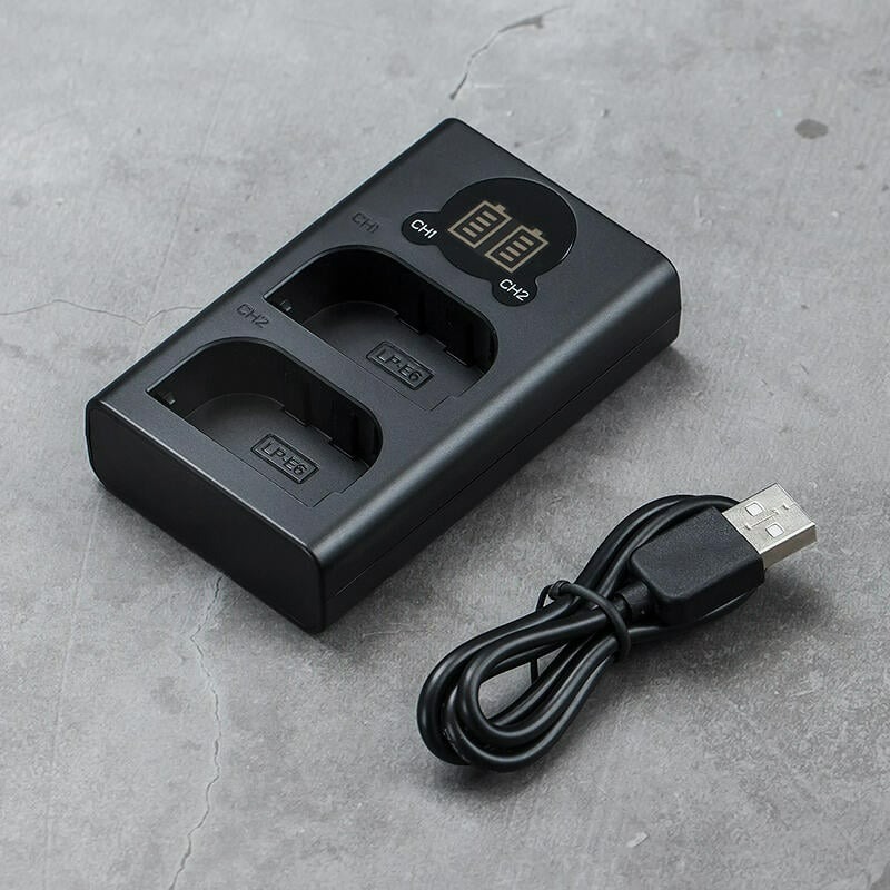 三重☆大人氣☆Micro USB / Type-C 雙用 LCD顯示 USB 雙槽充電器 for LP-E6-細節圖2