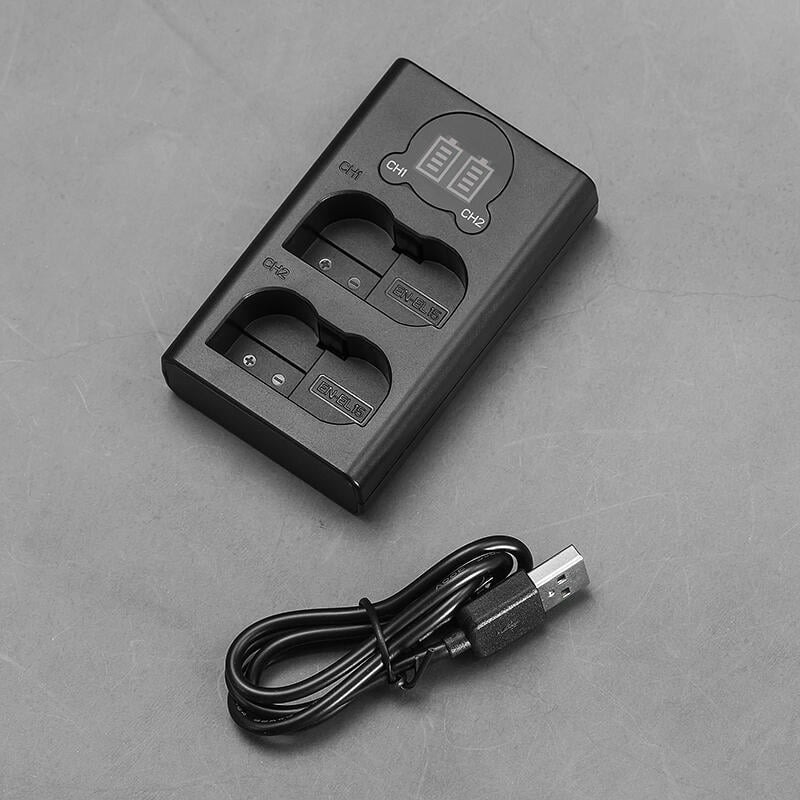 三重☆大人氣☆Micro USB / Type-C 雙用 LCD顯示 USB 雙槽充電器 for EN-EL15-細節圖2