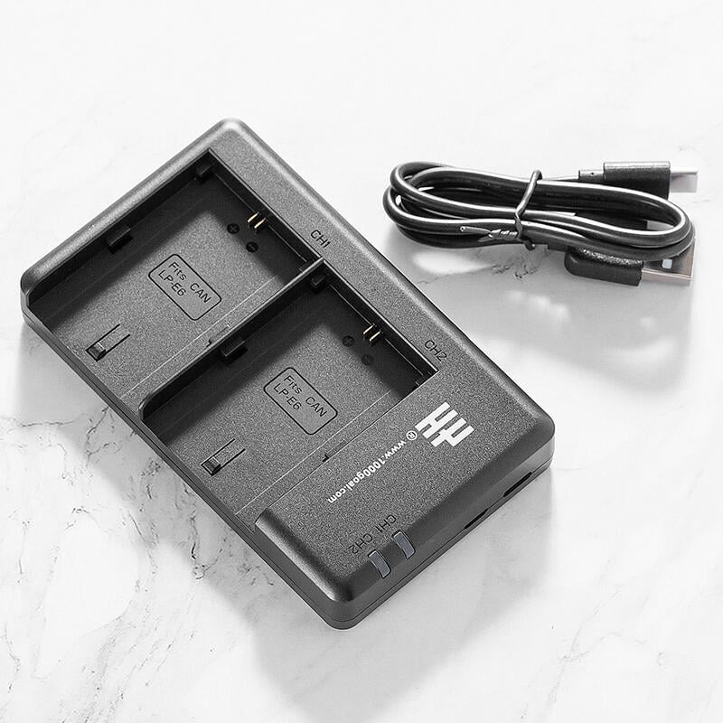 三重☆大人氣☆ 千工 LP-E6C2 Micro USB/ Type-C 雙用 LP-E6 雙槽座充 雙槽充電器-細節圖2