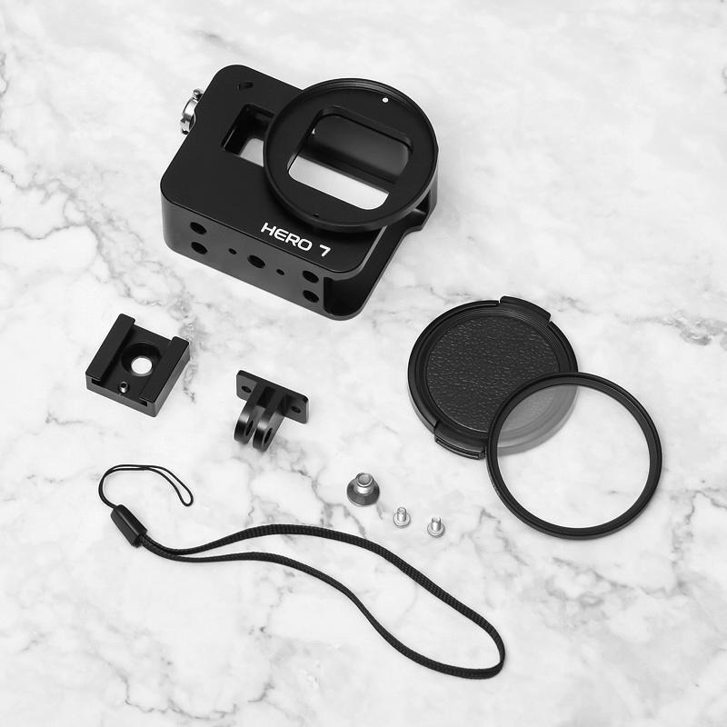 三重☆大人氣☆ 副廠 GoPro Hero 6 Hero 7 狗籠 鋁合金邊框保護殼 擴充架-細節圖3