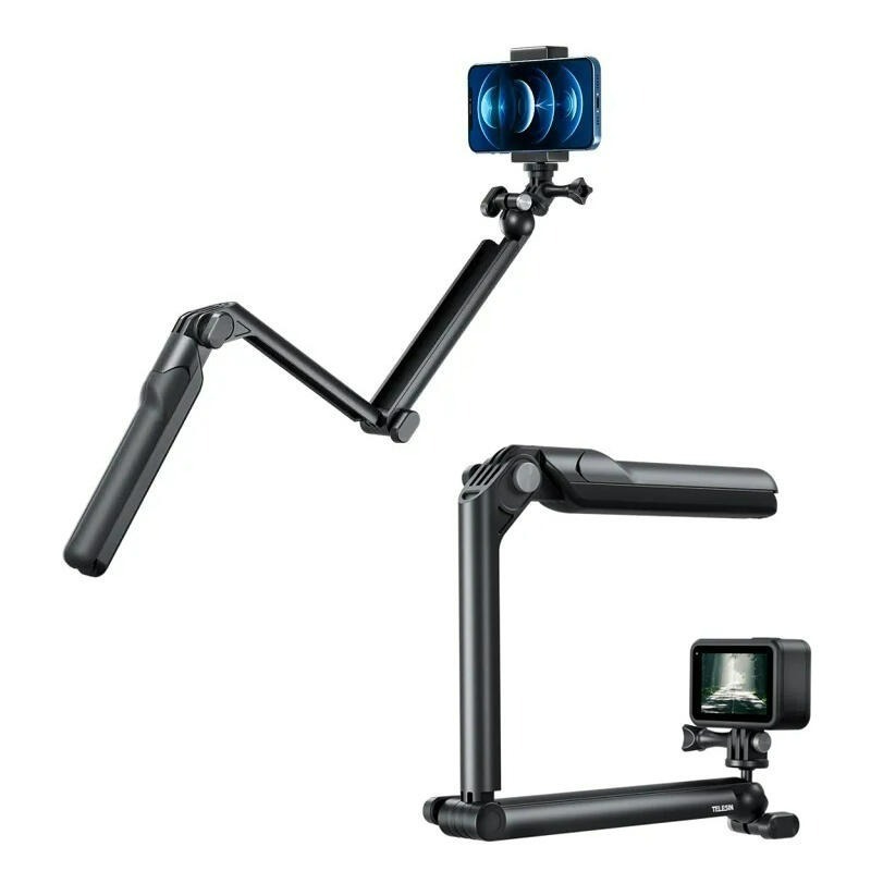 三重☆大人氣☆ TELESIN GoPro 三向 3-way 螳螂 自拍棒 三折 自拍桿 自拍棒-細節圖3