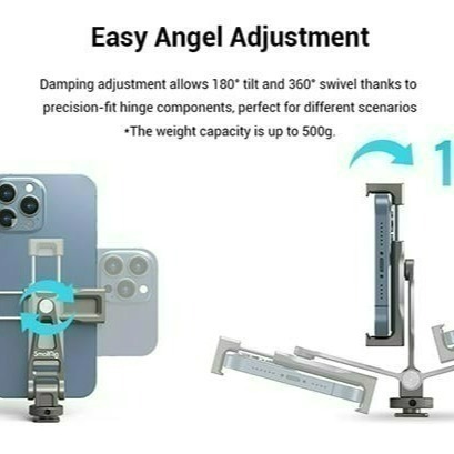 三重☆大人氣☆ SmallRig 3559 通用 雙冷靴 橫直幅 可調俯仰 手機夾 支架 手機架-細節圖2