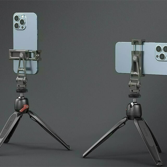 三重☆大人氣☆ SmallRig 3559 通用 雙冷靴 橫直幅 可調俯仰 手機夾 支架 手機架-細節圖3