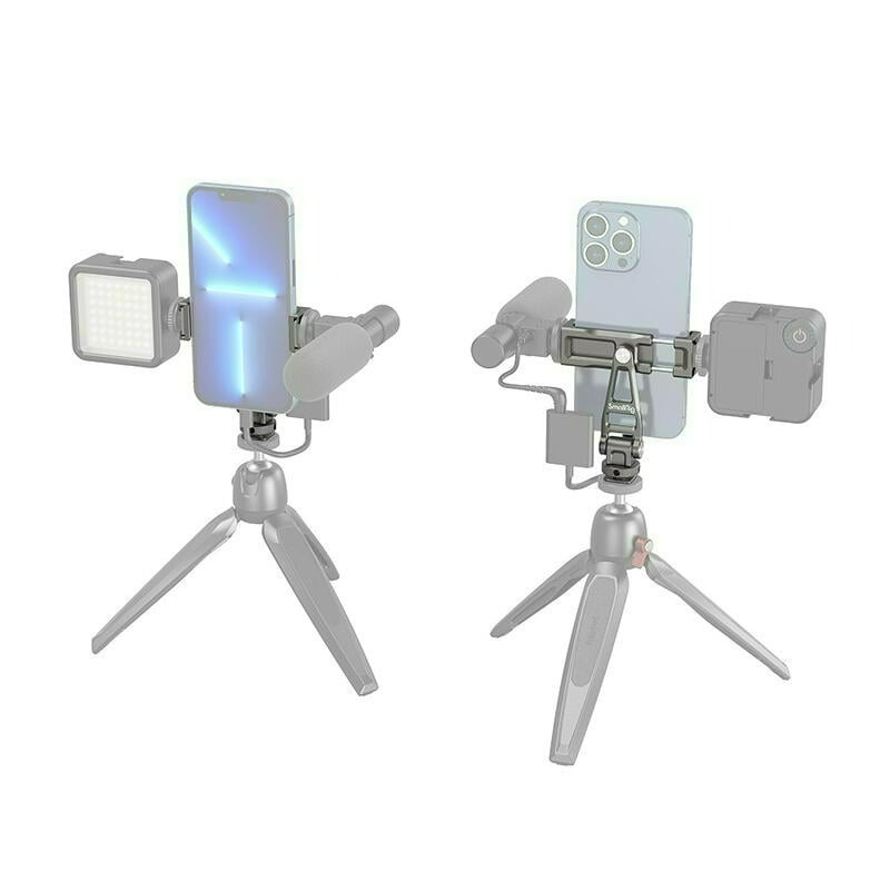 三重☆大人氣☆ SmallRig 3559 通用 雙冷靴 橫直幅 可調俯仰 手機夾 支架 手機架-細節圖6