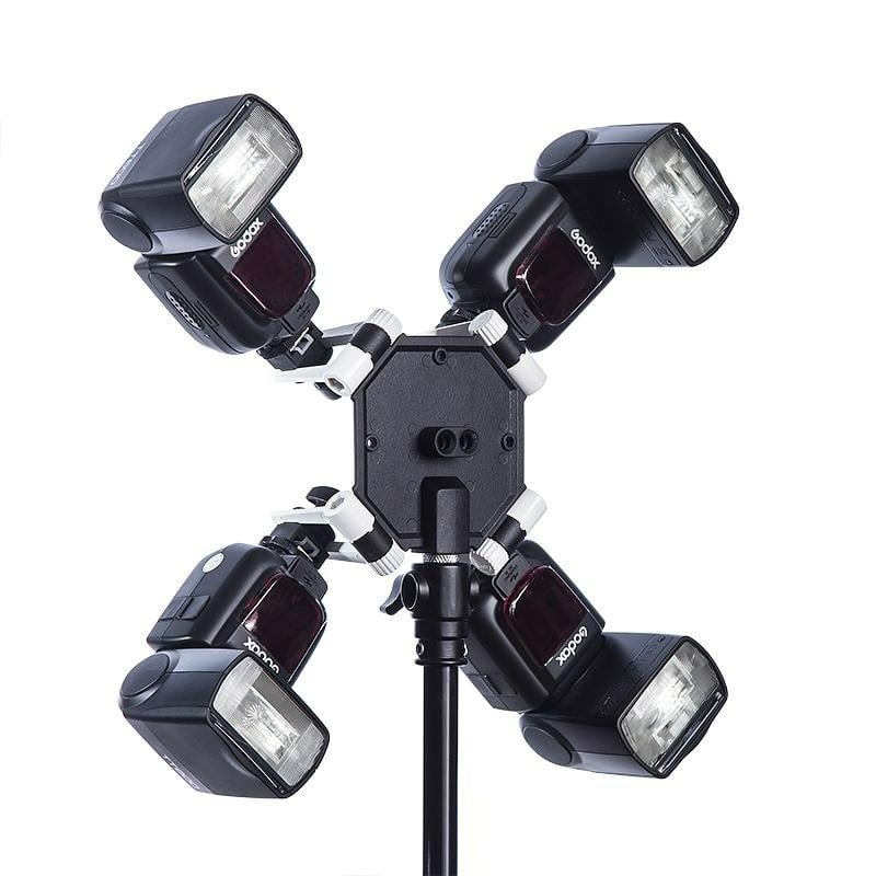 三重☆大人氣☆ 雙傘孔 可折疊 閃光燈 四向燈座-細節圖3