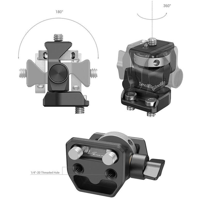 三重☆大人氣☆ SmallRig 2904 B 可調俯仰 旋轉 雙 1/4螺絲 鎖式 螢幕雲台 螢幕架 蝸牛雲台-細節圖3
