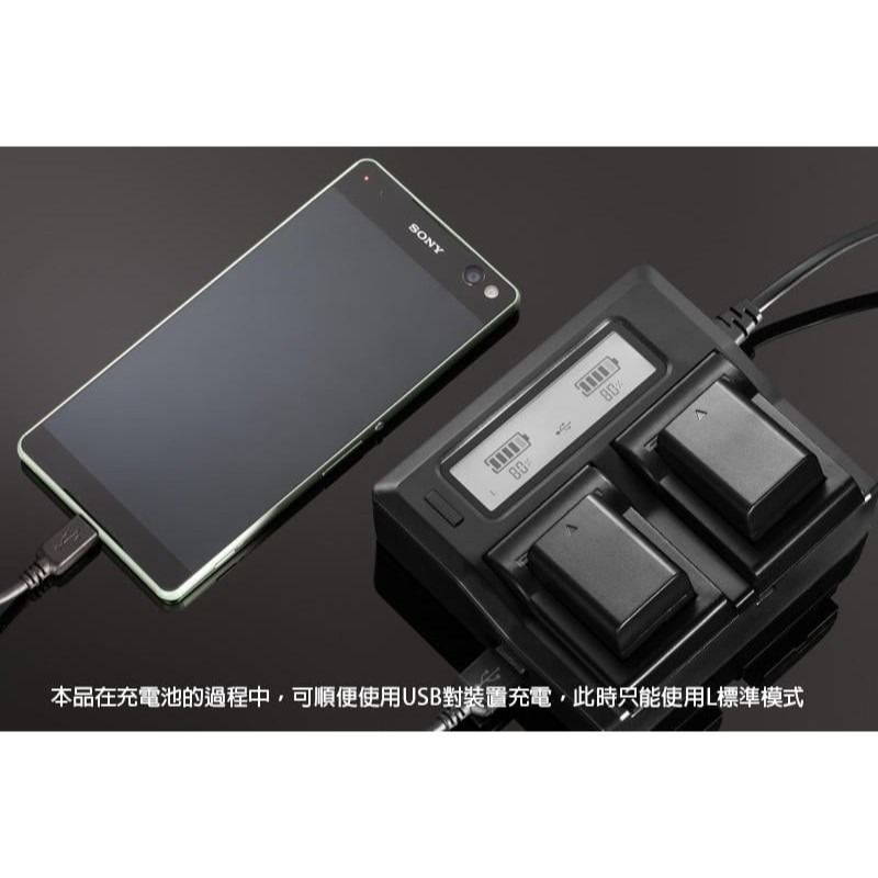 三重☆大人氣☆ LCD 液晶顯示 雙槽 高速 充電器 SONY FW50 FW-50 (不含電池)-細節圖3