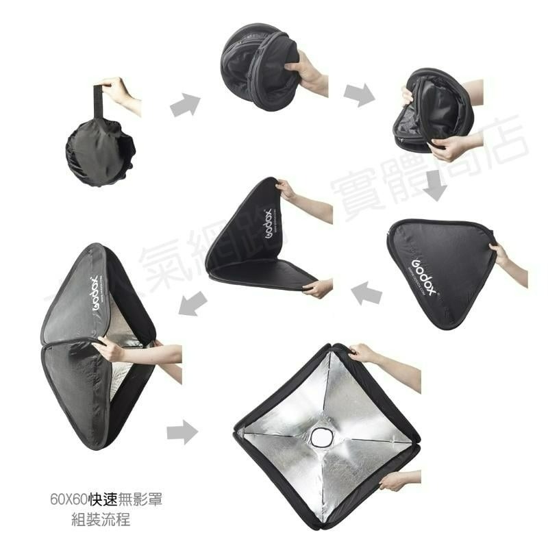 三重☆大人氣☆ Godox 萬能S型支架+60x60cm 快速柔光罩 無影罩-細節圖5