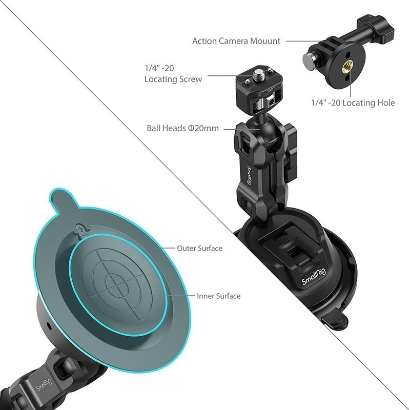 三重☆大人氣☆ SmallRig 4275 運動相機 手機用 便攜式 強力吸盤 安裝 支撐套件 SC-1K-細節圖4