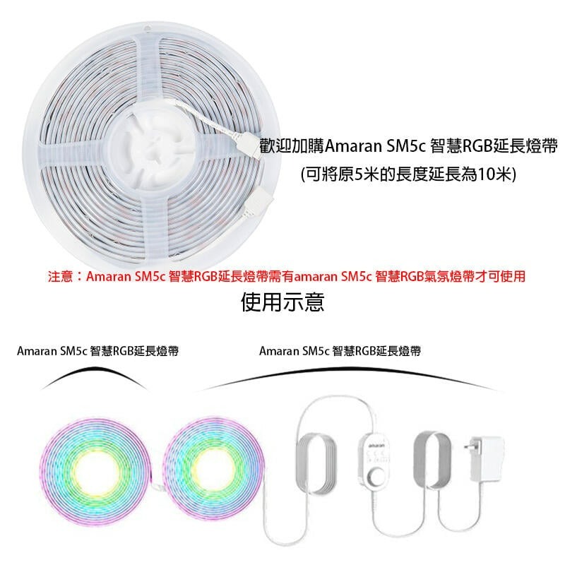 三重☆大人氣☆公司貨 Aputure SM5c 智慧 RGB 氣氛燈帶 (5m) 可調色 LED 燈條 燈帶 氛圍燈-細節圖6