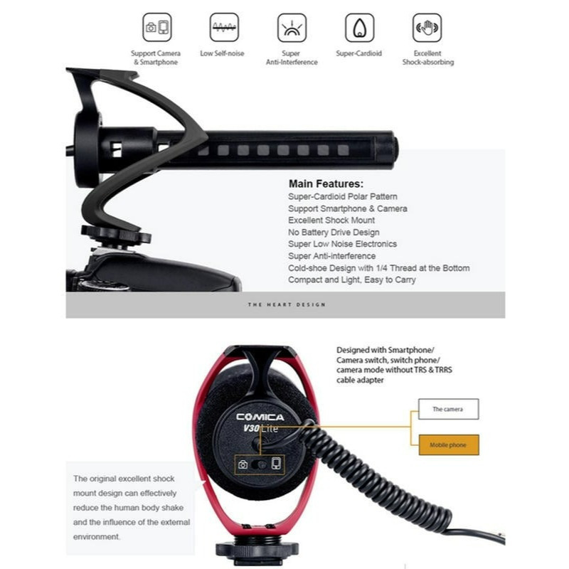 三重☆大人氣☆ 公司貨 COMICA CVM-V30 LITE 輕便型指向性話筒麥克風 相機 手機 皆可用-細節圖2