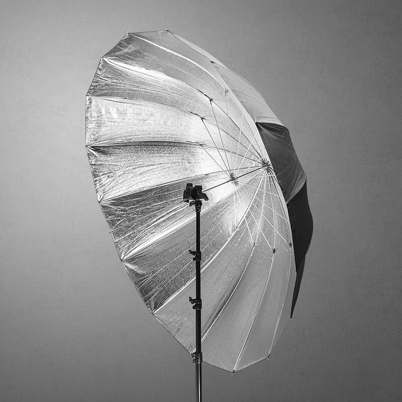 三重☆大人氣☆ 150cm 拋物線 纖維骨 反射黑銀傘+白色柔光罩 柔光布-細節圖5