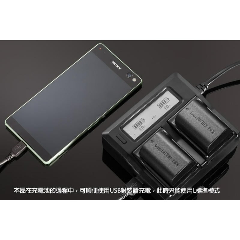 三重☆大人氣☆ LCD液晶顯示雙槽高速充電器 + 副廠 LP-E6 充電池 X2-細節圖4