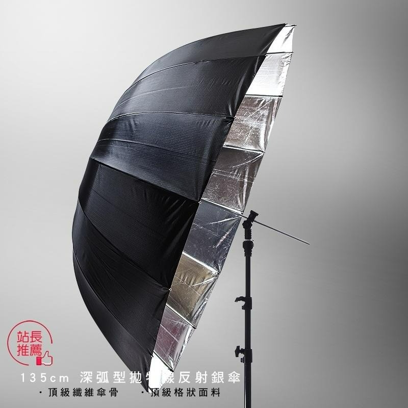 三重☆大人氣☆ 135cm Para deep 深弧型 拋物線 外黑內銀 反射傘 控光傘 + 專用柔光布罩-細節圖2