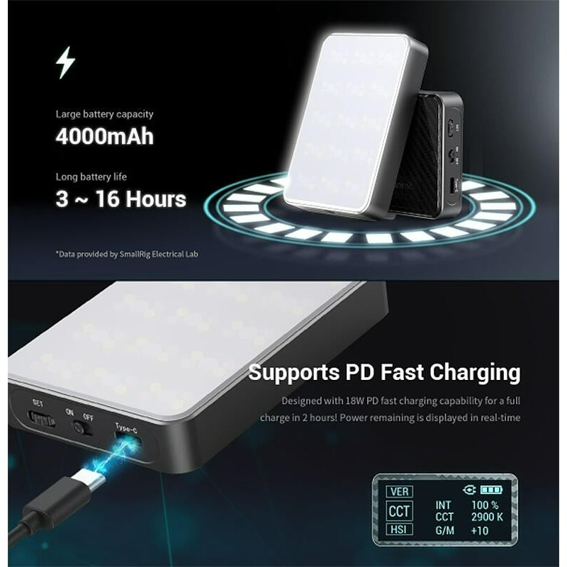 三重☆大人氣☆ SmallRig 3290 RM75 磁性 智能 LED 燈 RGB LED 攝影燈 補光燈-細節圖5