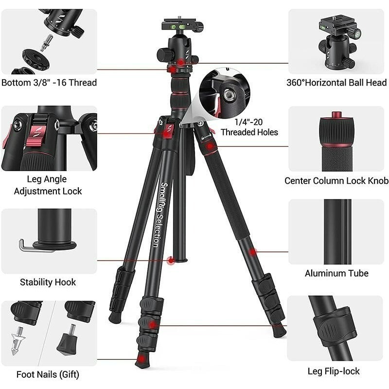 三重☆大人氣☆ SmallRig 3767 C (=3474 C 英文版) 專業 鋁合金 三腳架 附 手機夾 Arca-細節圖5