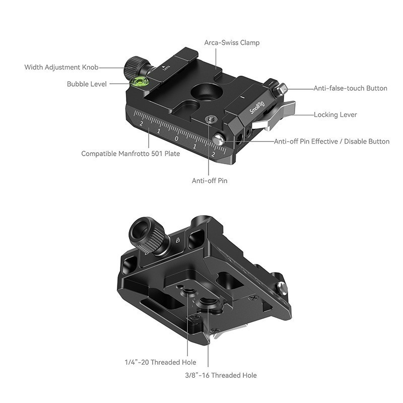 三重☆大人氣☆ SmallRig 4234 Arca-Swiss / Manfrotto 通用 夾座 + 快拆板-細節圖4
