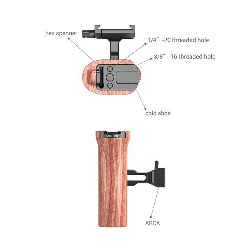 三重☆大人氣☆ SmallRig 2399 Arca兼容 木製手柄 手把-細節圖4
