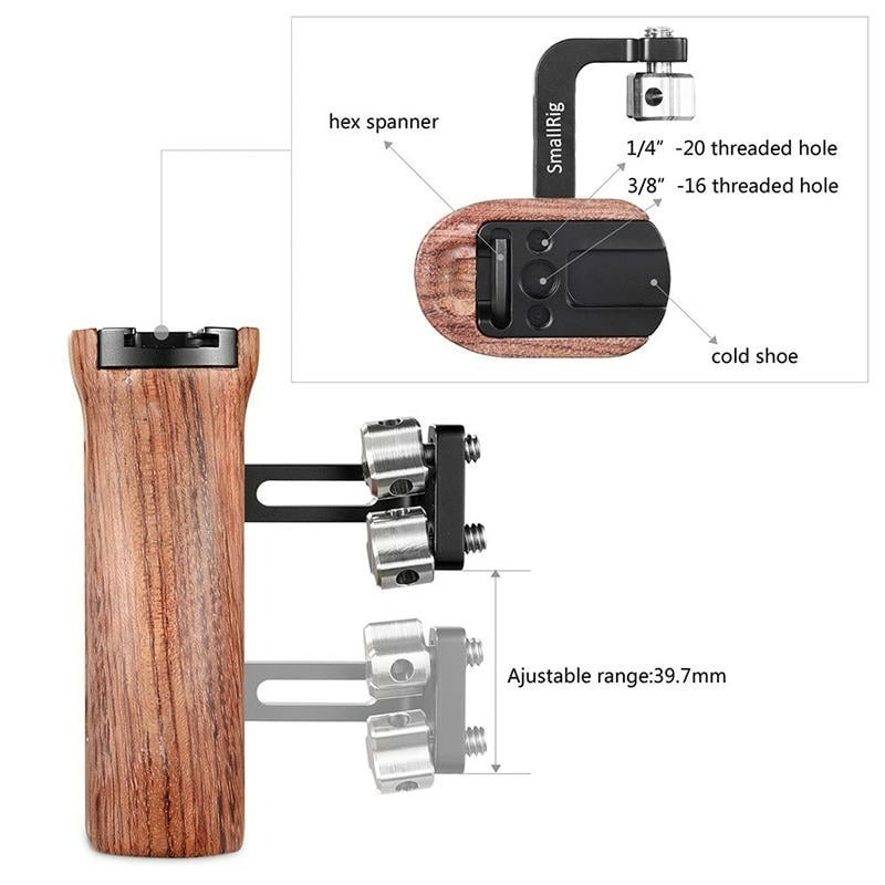三重☆大人氣☆ SmallRig 2093 木質握把 快拆手把 木製把手 Handle 手柄-細節圖4