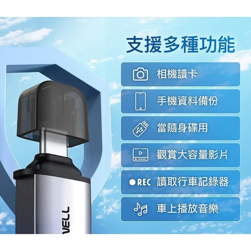 三重☆大人氣☆ POLYWELL USB3.0 SD TF 高速 讀卡機 USB-A Type-C 雙插頭 附掛繩-細節圖4
